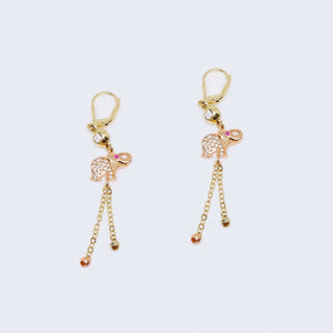 14K Gold Rose Gold Elephant Drop Dangle Earrings 14K Gold Rose Gold Elephant Drop Dangle Earrings