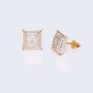 10K Yellow Gold Square Cushion Diamond Studs Earrings 10K Yellow Gold Square Cushion Diamond Studs Earrings