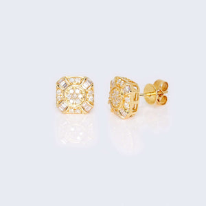 10K Yellow Gold Round Cushion Diamond Studs Earrings 10K Yellow Gold Round Cushion Diamond Studs Earrings