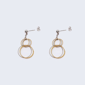 14K Two Tone Gold Multiple Circles Drop Dangle Earrings 14K Two Tone Gold Multiple Circles Drop Dangle Earrings