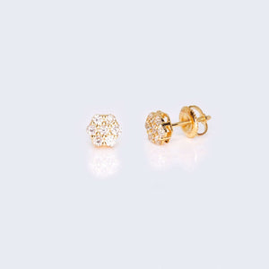 14K Yellow Gold Round Cushion Diamond Studs Earrings 14K Yellow Gold Round Cushion Diamond Studs Earrings