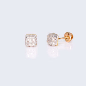 10K Yellow Gold Square Cushion Diamond Studs Earrings 10K Yellow Gold Square Cushion Diamond Studs Earrings