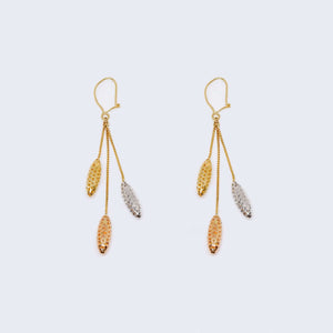 14K Three Color Pendant Drop Dangle Earrings 14K Three Color Pendant Drop Dangle Earrings