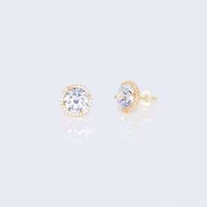 14K Gold Round Cubic Zirconia Zirconia Earrings 14K Gold Round Cubic Zirconia Zirconia Earrings