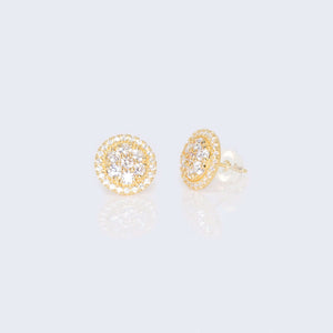 14K Gold Round Cubic Zirconia Zirconia Earrings 14K Gold Round Cubic Zirconia Zirconia Earrings