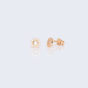 14K Gold Round Cubic Zirconia Zirconia Earrings 14K Gold Round Cubic Zirconia Zirconia Earrings