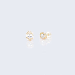 14K Gold Oval Cubic Zirconia Zirconia Earrings 14K Gold Oval Cubic Zirconia Zirconia Earrings