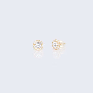 14K Gold Round Cubic Zirconia Zirconia Earrings 14K Gold Round Cubic Zirconia Zirconia Earrings