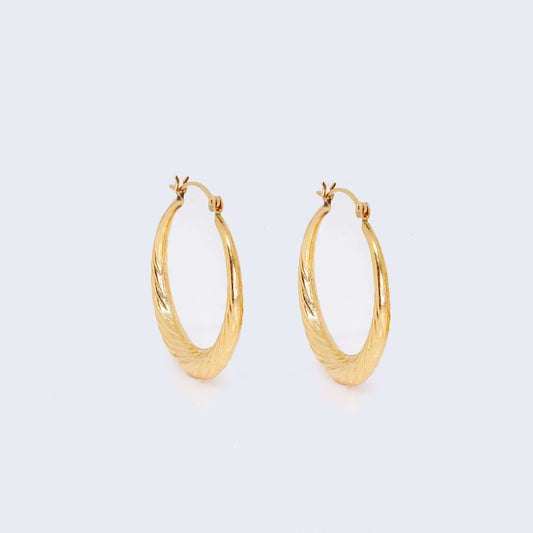 14K Yellow Gold Hollow Circle Hoop Earrings