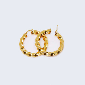 14K Yellow Gold Hollow Twist Hoop Earrings 14K Yellow Gold Hollow Twist Hoop Earrings