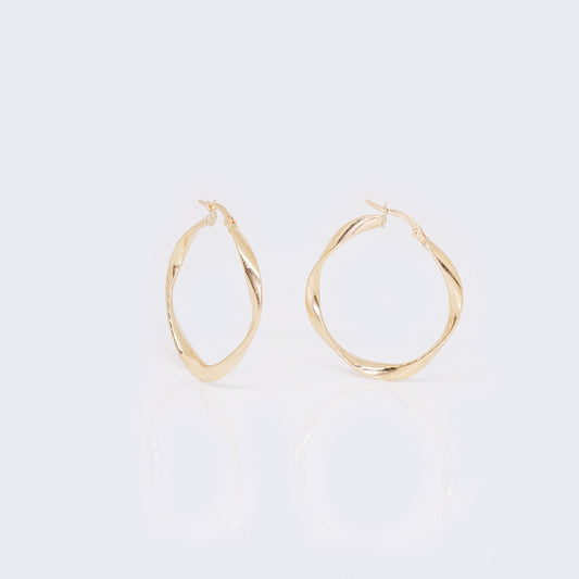 14K Twisted Square Hoops