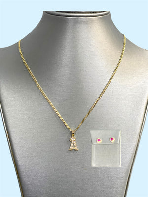Initial Chain and Earrings Set Initial Chain and Earrings Set