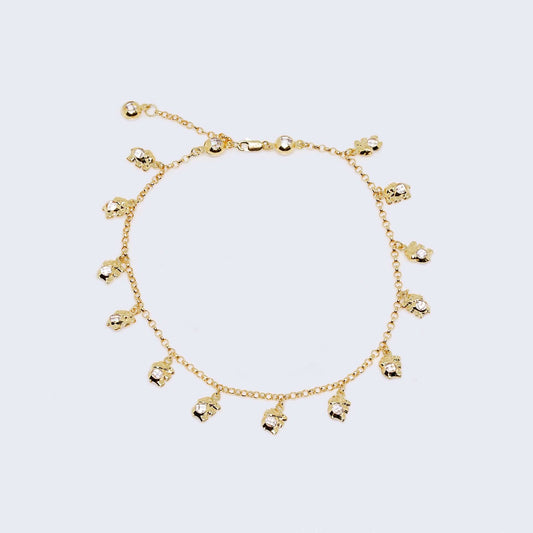 14K Yellow Gold Elephant Pendant Charm Ankle Bracelet