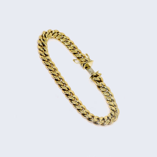 14K Gold Miami Semi hollow Cuban Link Curb Chain Bracelet