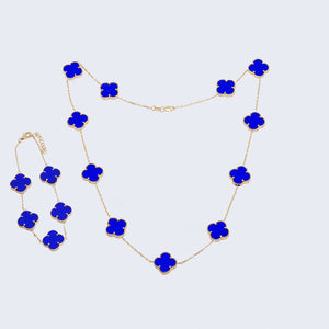 14K Gold Clover Set: Necklace & Bracelet 14K Gold Clover Set: Necklace & Bracelet
