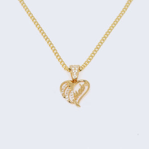 14K “Madre” Mom with Zirconia Stones Charm Pendant with Solid Cuban Chain 14K “Madre” Mom with Zirconia Stones Charm Pendant with Solid Cuban Chain