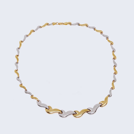14K Two Tone Color Gold Leaf Necklace