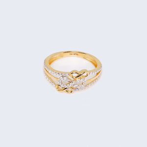 14K Gold Infinities Ring with Cubic Zirconia Stones 14K Gold Infinities Ring with Cubic Zirconia Stones
