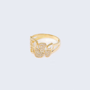 14K Gold Hearts Design Ring with Cubic Zirconia Stones 14K Gold Hearts Design Ring with Cubic Zirconia Stones