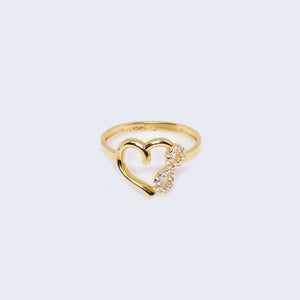 14K Gold Hearts Ring with Cubic Zirconia Stones 14K Gold Hearts Ring with Cubic Zirconia Stones