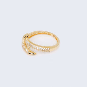 14K Gold Nail Cartier Design Ring with Zirconia Stones 14K Gold Nail Cartier Design Ring with Zirconia Stones
