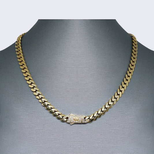 14K Cubic Zirconia Iced Out Flooded Cuban Chain Set
