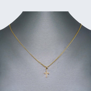 14K Gold Two Tones Cross Necklace Set 14K Gold Two Tones Cross Necklace Set