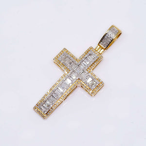 14K Two Tones Gold Cross Pendant Charm with CT Diamond Stones 14K Two Tones Gold Cross Pendant Charm with CT Diamond Stones