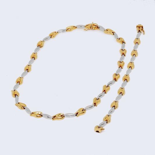 14K Two Tone Necklace & Bracelet SET
