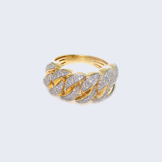 14K Gold Diamond Miami Cuban Link Ring