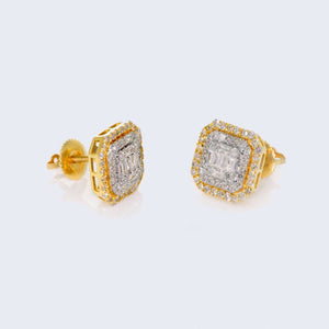 14K Yellow Gold Square Cushion Shape Diamond Studs Earrings 14K Yellow Gold Square Cushion Shape Diamond Studs Earrings