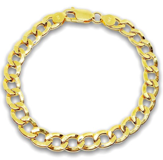 14K Gold Hollow Curb Cuban Bracelet 8 1/4¨ 7.6 mm