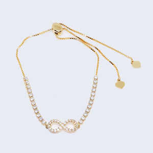 14K Gold Infinity Adjustable Zirconia Stone Bracelet 14K Gold Infinity Adjustable Zirconia Stone Bracelet