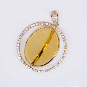 14K Gold Memory with Zirconia Stones Pendant Charm with Moveable Customizable Picture 14K Gold Memory with Zirconia Stones Pendant Charm with Moveable Customizable Picture