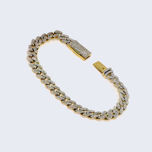 14K Iced Out Diamond Cuban Solid Bracelet