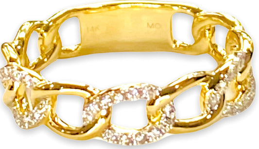 14K Gold Diamond Cuban Ring