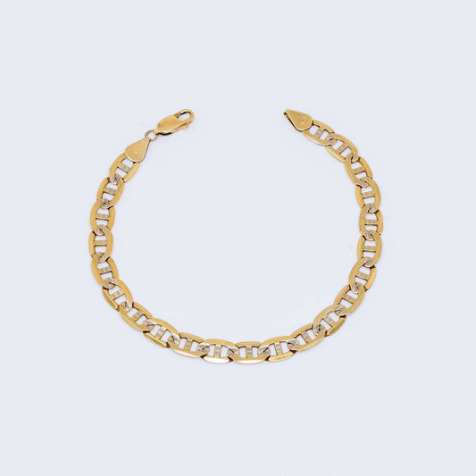 14K Solid Flat Mariner Gold Bracelet 7 3/4¨ 6.4 mm