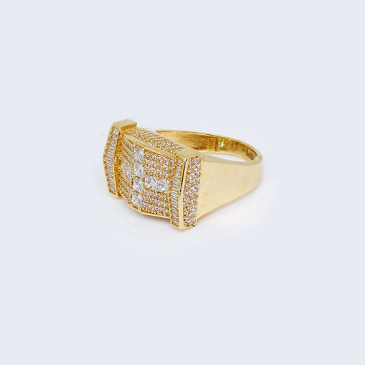 14K Gold Cross Cubic Zirconia Ring with full Zirconia Stones & Solid