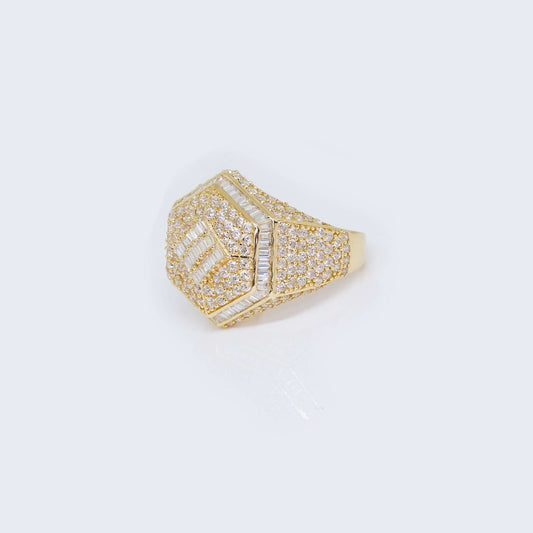 14K Gold Rumble Baguette and Round Cubic Zirconia Ring