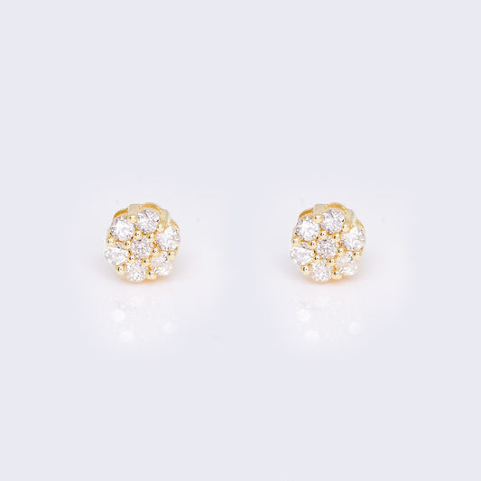 14K Flower Cluster 0.3ct Diamond Stud Earrings