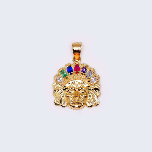 14K Gold Indian Person with Colorful Gems