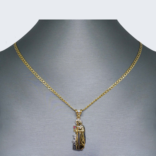 10K Gold Saint Lazarus Necklace Set