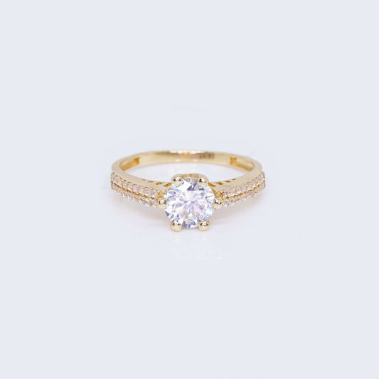 14K Gold Engagement Ring with Zirconia Stones