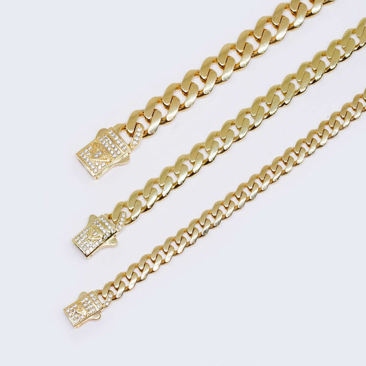 14K Yellow Gold Monaco Style Ankle Bracelet with Zirconia Stones