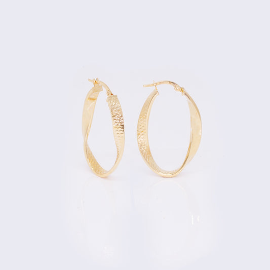 14K Twisted Ellipse Hoop 35mm