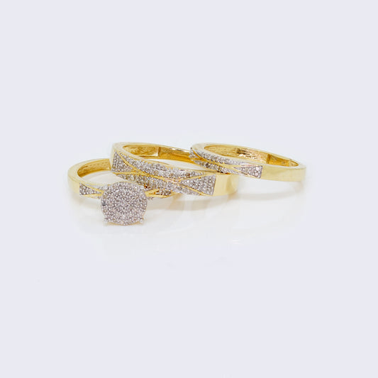 14K 0.62 CT Diamond Wedding Trio Set Rings