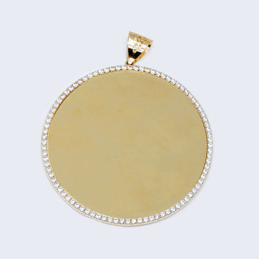 14K Gold Round Design with Cubic Zirconia Stones Picture Charm