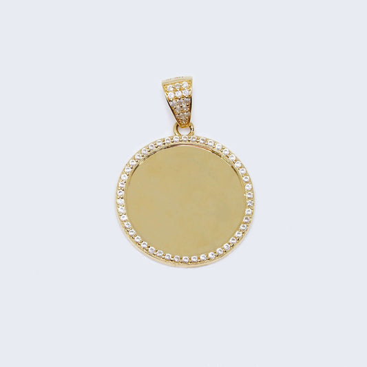 14K Gold Round Design with Cubic Zirconia Stones Picture Charm