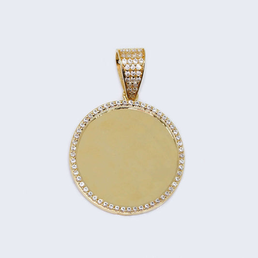 14K Gold Round Design with Cubic Zirconia Stones Picture Charm