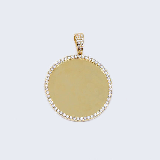 14K Gold Round Design with Cubic Zirconia Stones Picture Charm